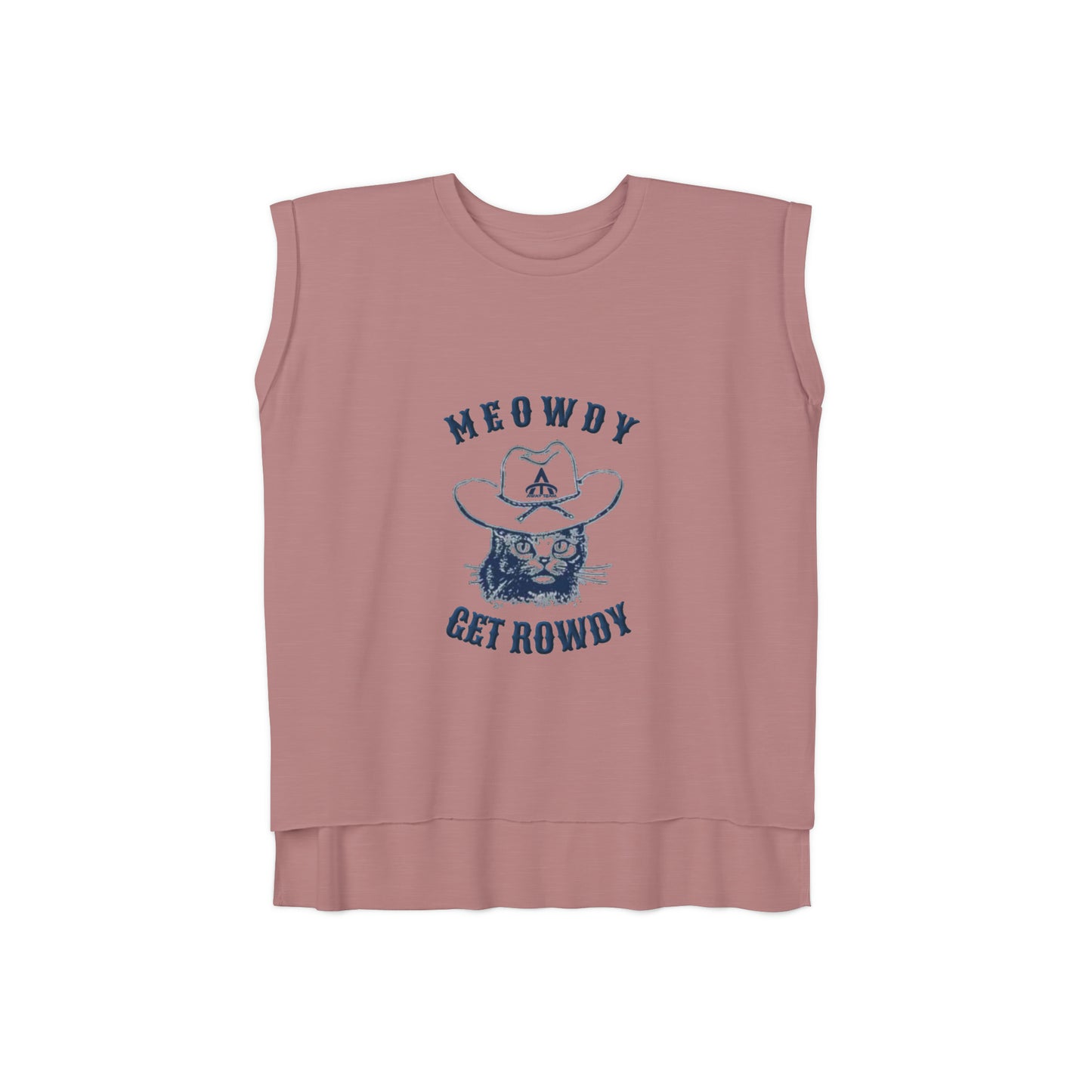 Women’s Meowdy Get Rowdy - Flowy Rolled Cuffs Muscle Tee